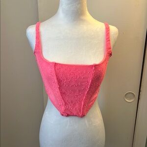 Urban Outfitters Out From Under Modern Love Corset Elegant Pink Lace Bralette